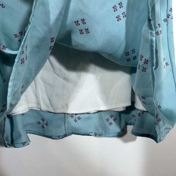 Vintage Y2K Honey Punch Womens Satin Mini Skirt sz Large Icy Blue Floral Fairy - Picture 5 of 8